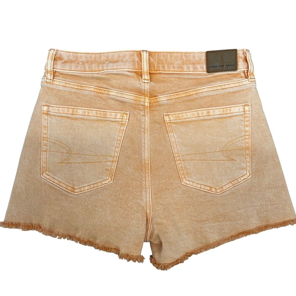 American Eagle Denim Shorts Womens size 2 Orange Excellent High Waisted Raw Hem